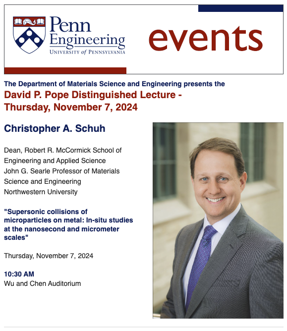 David P. Pope Distinguished Lecture – Christopher A. Schuh